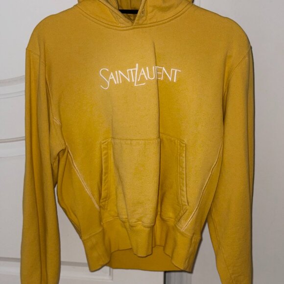 Saint Laurent Paris Yellow Hoodie – Logo Front, 100% Cotton, Rare Streetwear Pie - Picture 2 of 4